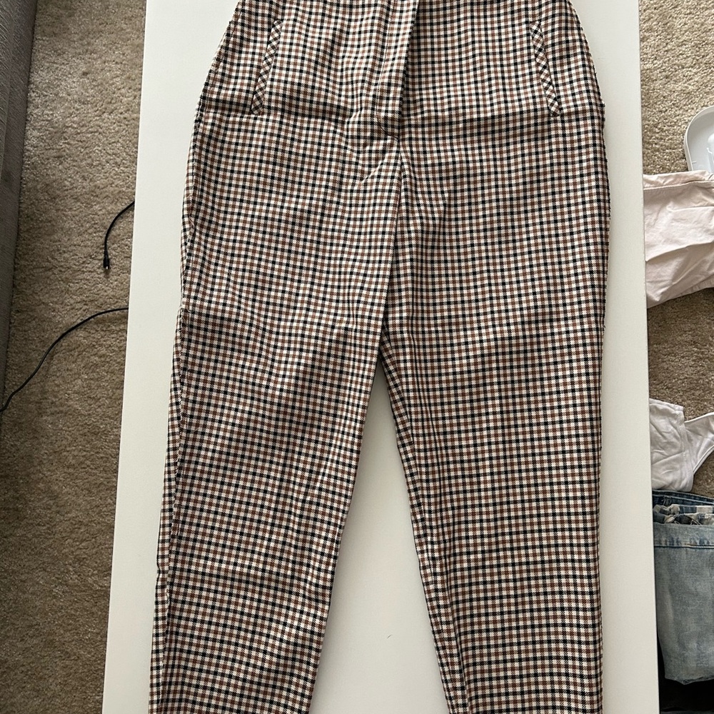 Topshop Brown and Black Tailored Trousers